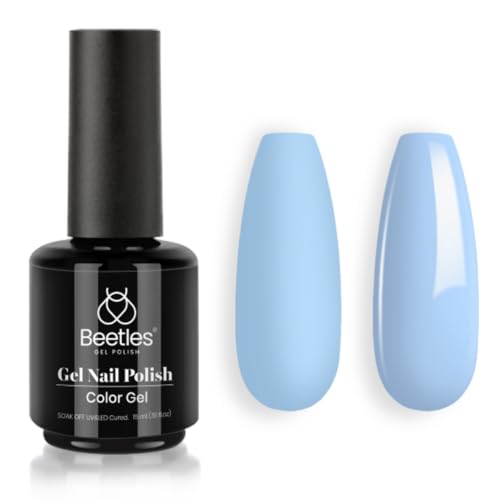 Beetles Blue Gel Nail Polish 15ML Soak Off UV Gel for Pastel Nail Art (D - Creme Blue | Light Blue)