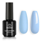 Beetles Blue Gel Nail Polish 15ML Soak Off UV Gel for Pastel Nail Art (D - Creme Blue | Light Blue)