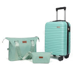 Luggage Set 3 Piece Luggage Set ABS hardshell Spinner Wheels Luggage Carry on Suitcase with Weekender bag & Toiletry bag（Mint Green (20 / 3pcs Mint Green)