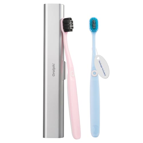 Aluminum Toothbrush Travel Case with 2 Soft Bristle Toothbrushes (Fresh & Clean Toothbrush / 1 Pack (Standard))