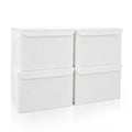 Large 22 Quart Linen Fabric Foldable Storage Bin Cube Organizer Basket with Flip (White / Medium - 4 Pack)