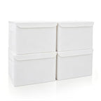 Large 22 Quart Linen Fabric Foldable Storage Bin Cube Organizer Basket with Flip (White / Medium - 4 Pack)