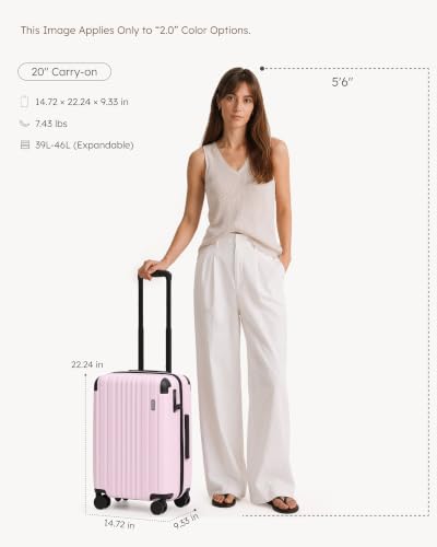 Luggage Lightweight and Durable Hardshell (Light Pink2.0 / S(20in))