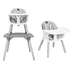 6-in-1 High Chair, Convertible Highchair for Babies and Toddlers/Kids Chair Table Set/Infant Feeding Chair w/Safety Harness, PU Leather Cushion & Removable Food Tray (Gray) (Gray)