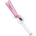 1 Inch Long Barrel Digital Ceramic Curling Wand with Auto Shut Off and Dual Voltage for All Hair Types (1" Pink&White)