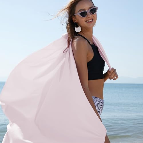 Microfiber Towel Quick Dry Camping & Travel & Gym Towel. Compact (Pale Pink / 72.00" x 40.00")