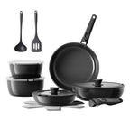 16pcs Ceramic Pots and Pans Set Non Stick (16 pcs Black)