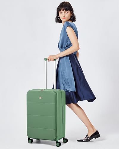 Expandable Large Checked Luggage (Forest Green / 28 Inch EXT)