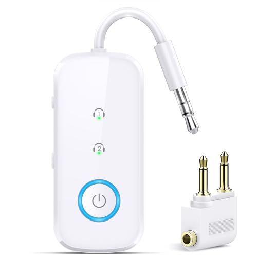 2-in-1 Bluetooth 5.4 Transmitter Receiver,Airplane Audio Adapter,Wireless Transmitter for TV/PC/Gym/Switch. Supports up to 2 AirPods/Headphones,Bluetooth Receiver for Car/Home Stereo (Ivory) (Ivory)