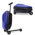 2-in-1 Ride-On Scooter Suitcase, 20” Foldable Hardshell Carry-On Luggage for Travel, Lightweight Kids Scooter Bag with Wheels (Dark Blue)