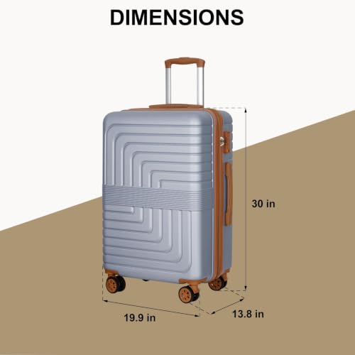 30'' Large Checked Luggage with Dual 360° Spinner Wheels (Silver)