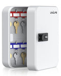 20 Position Key Cabinet with Combination Lock Resettable White Digital Security Storage Box Steel Key Organizer with Colorful Key Tag Labels Stickers and Hooks (White / 20 Keys)