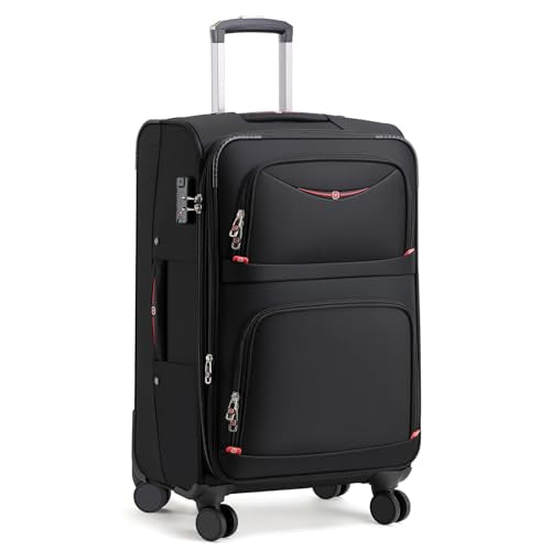 Softside Expandable Luggage with 4 Spinner Wheels (Black / 25-Inch)