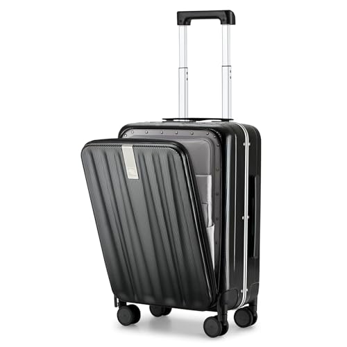 20 Inch Carry On Luggage Hard Shell Suitcases with Wheels Luggage Suitcase Travel Luggage for Women Men Rolling Luggage Bags for Business Trip Weekender (20 Inch / Black Upgrade)