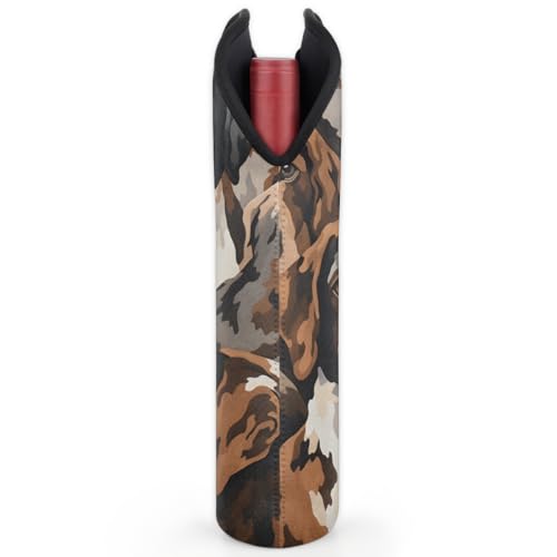 Dogs Animal 2 Bottle Wine Carrier Tote Bag Insulated Wine Bottles Neoprene Bag with Secure Carry Handle Portable Wine Cooler Bag for Travel Picnic Beach (Dogs Animal)