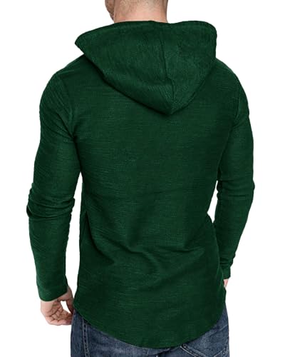 Mens Fashion Athletic Hoodies Sport Sweatshirt Solid Color Fleece Pullover Dark Green (Medium / Dark Green)