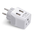 Israel Palestine Travel Adapter Plug with Dual USB (Snow white)