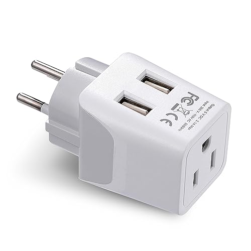Israel Palestine Travel Adapter Plug with Dual USB (Snow white)