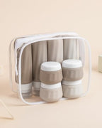 Travel Bottles for Toiletries 8 Pack (3 Ounce bottle 1 Ounce jar / Brown)