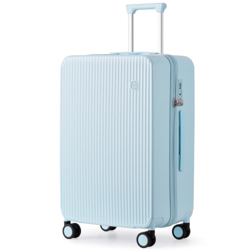 Checked Luggage Hardshell Suitcases with Wheels (Glacier Blue / 24-inch)