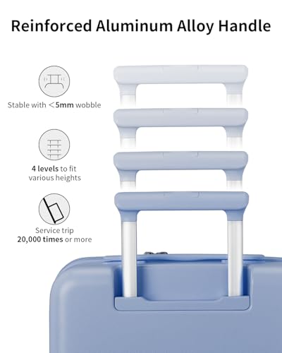 Expandable Top Open 28 Inch Checked Luggage with Spinner Wheels (Blueberry Blue / Checked-Large 28-Inch)