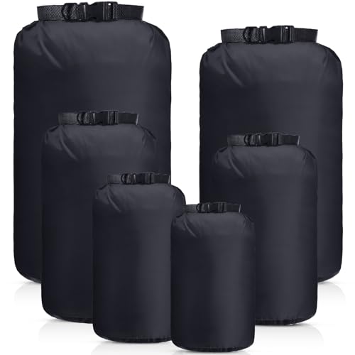 6 Pcs Waterproof Dry Bag Set for Kayaking & Camping (Black)