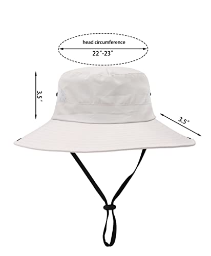 Womens Summer Sun Hat Beach Hat Wide Brim Outdoor UV Protection Hat Foldable Cool Mesh Ponytail Bucket Hat (6-7 / Beige)