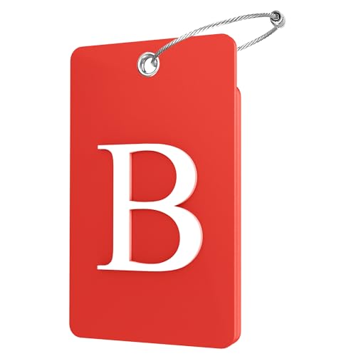 2 Pack Initial Luggage Tags for Suitcases Airplane Travel Essentials (Large B / Red)