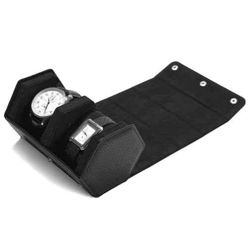 2 Slot Watch Box Black Hexagonal (Black / 2-Slot)