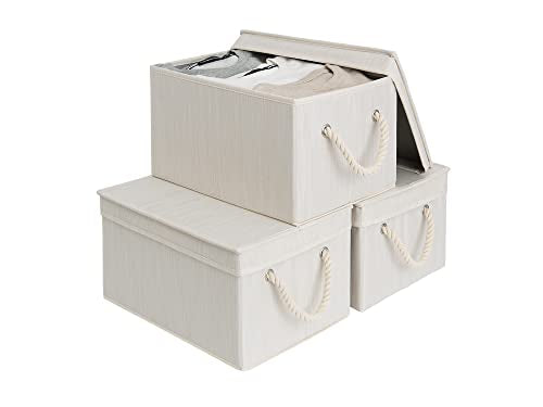 Storage Bins with Lids (Slub White / Large)