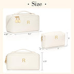Initial Makeup Bag Personalized Gift for Women Teen Girls (Beige / R)