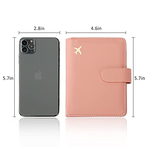 Rfid Passport Holder for Travel women (Black pink)