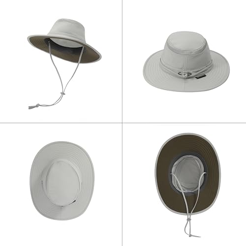 Cimarron Safari Sun Hat with Wide Brim for Outdoor Fishing Hiking (X-Large / Light Grey)