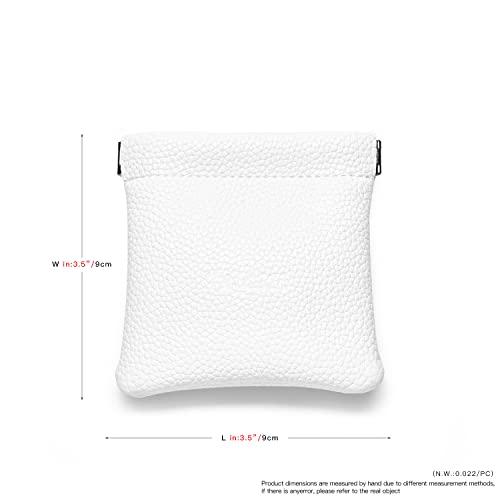 White PU Leather Jewelry Pouch Portable Travel Jewelry Storage Bag (White / 3.54"x3.54")