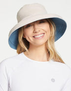 Women's Holiday Sun Hat UPF 50+ (Small-Medium / Blue/Beige)