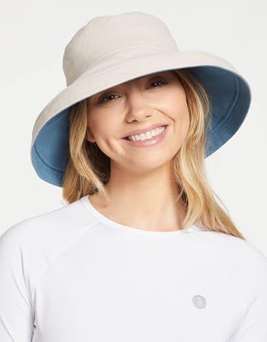 Women's Holiday Sun Hat UPF 50+ (Small-Medium / Blue/Beige)