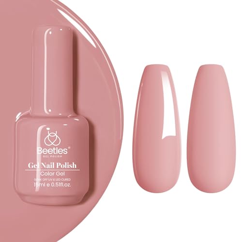 Beetles Nude Pink Gel Nail Polish 15ML Soak Off UV Gel for Nail Art DIY (E - Creme Nude | Dusty Mauve)