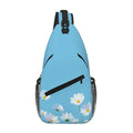 Sling Bag White Flower Blue Summer Hiking Daypack Crossbody Shoulder Backpack Travel Chest Pack for Men Women (B0160)