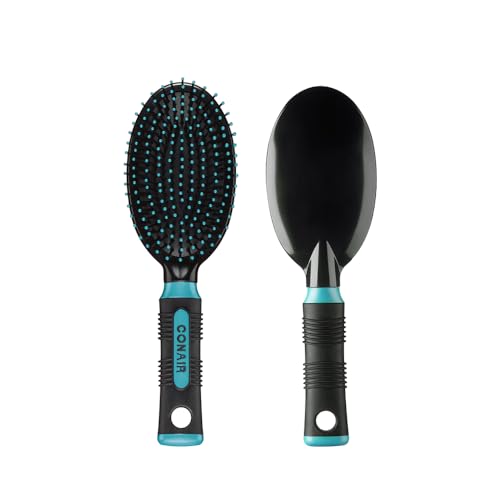 Hairbrush Hair Brush (Black/Teal / Nylon Oval Cushion Brush (Pack of 1))