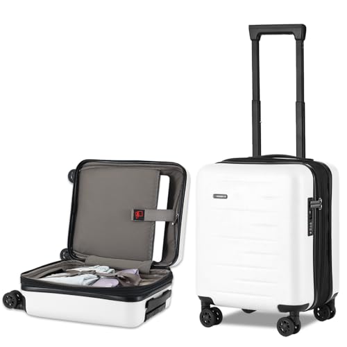Expandable 16 Inch Underseat Carry On Luggage Airline Approved (White / 16 Inch Underseat EXT)