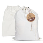 LFH Home Cotton Rich Canvas Large Laundry Bag with Handle (20”x30” / White)