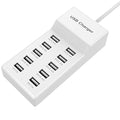 10 Port USB Wall Charger Station with Rapid Charging Auto Detect Technology Safety Guaranteed Family
