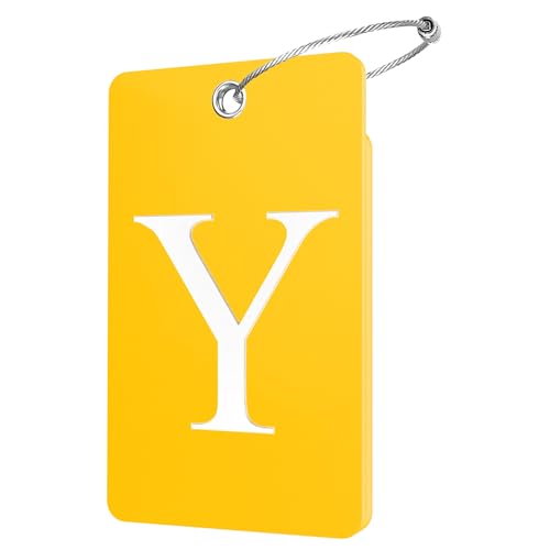 2 Pack Initial Luggage Tags for Suitcases Airplane Travel Essentials (Large Y / Yellow)