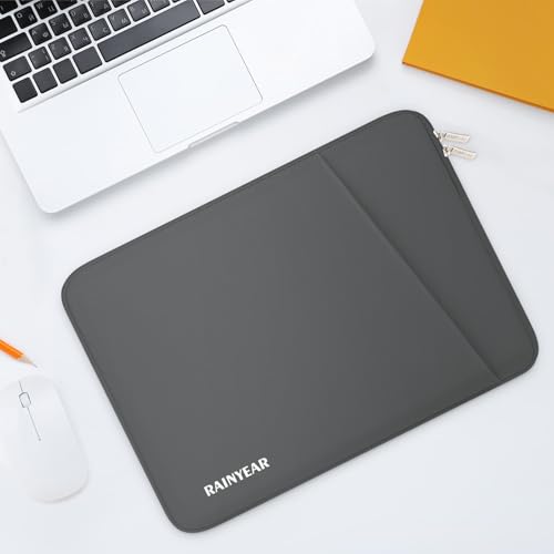 RAINYEAR 13.3 Inch Laptop Sleeve Padded Case Cover with Front Pocket (13.3-14 inch / Gray)