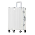 Zipperless Suitcase with Aluminum Frame (White / Checked in 22inch)