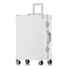 Zipperless Suitcase with Aluminum Frame (White / Checked in 22inch)