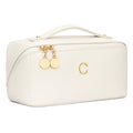 Initial Makeup Bag Personalized Gift for Women Teen Girls (MediumBeige / C)