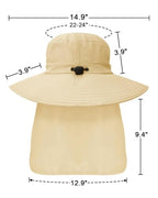 Outdoor Sun Hats with Stowable Neck Flap for Men Women UPF 50+ Mesh Summer Bucket Hat Wide Brim for Fishing Safari Hiking Beige (Beige)