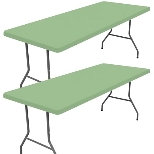 2 Pack Rectangle Spandex Fitted Table Cloth (Light Green / 48" x 24" (Rectangular))