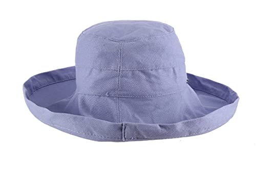 Women's Cotton Hat with Inner Drawstring and Upf 50+ Rating (One Size / Periwinkle)